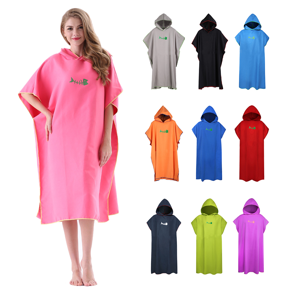 UK Changing Robe Hooded Bathrobe Towel For Men Women Poncho Fast-dry Dress Gown